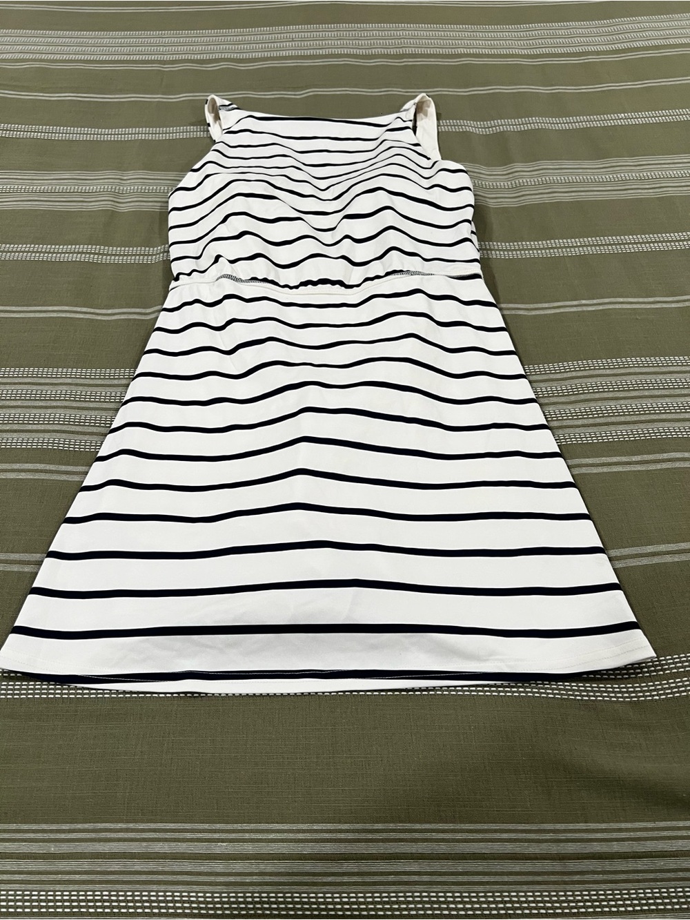 Striped Sleeveless White and Black Fit-and-Flare Mini Dress